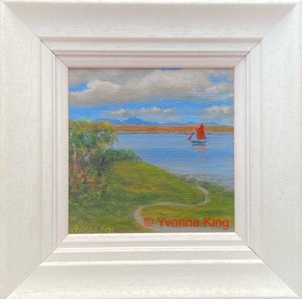 Sailing, Roundstone, Yvonne King-6x6-Artists Acrylic On Canvas Panel-Framed