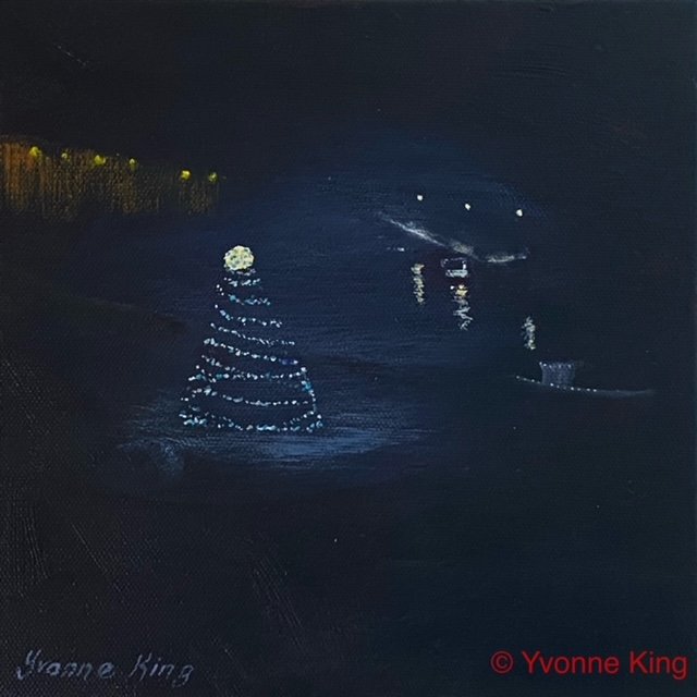 Roundstone-Lobster-Pot-Tree-by-Yvonne-King-2023-Artists-Acrylic-on-Deep-Canvas-8-x-8