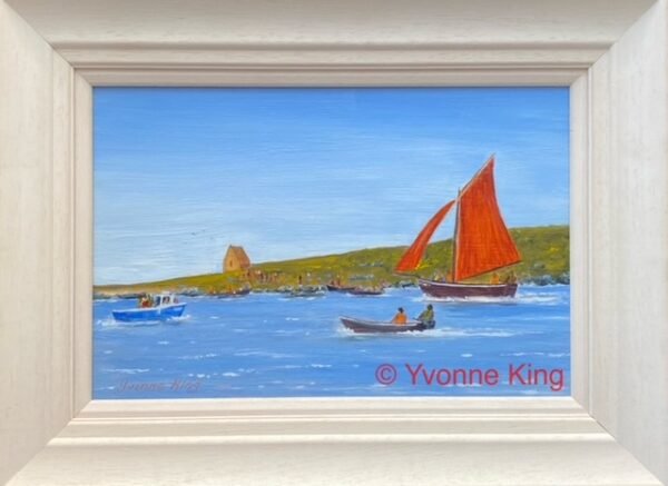 MacDaras Island by Yvonne King, 12"x 8", Artists Acrylic On Board, Framed